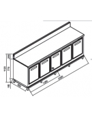 Retrobanco refrigerato 5 sportelli motore remoto da cm. 250