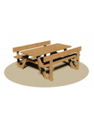 Tavolo pic nic in legno con 2 panche con spalliera in legno - cm 190x180x80h - Da tassellare