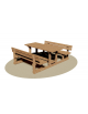 Tavolo in legno con 2 panche con spalliera in legno - cm 190x213x80h
