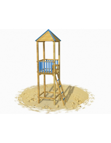 Torretta in legno per guardaspiaggia - dimensioni cm 119x180x480h