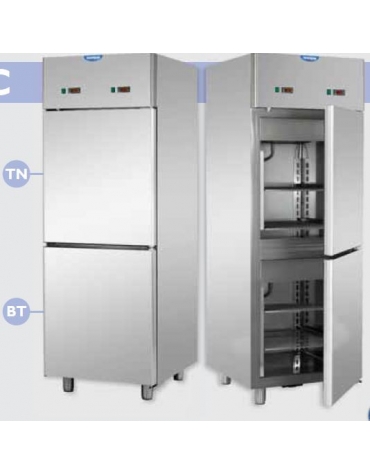 Armadio Comb. Refrigerato in Acciaio Inox a doppia temp. TN + BT, 2 sportelli cm 71x80x203h