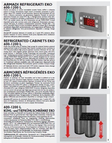 Armadio Refrigerato 600 monoblocco in Acciaio Inox a temp. normale, 2 sportelli cm 71x70x203h
