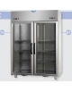 Armmadio Combinato Refrigerato Lt 1200 Inox, doppia temperatura (TN+BT) 2 porte vetro cm 142x70x203h
