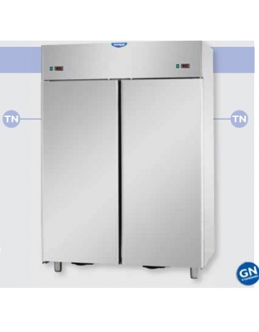 Armadio Combinato Refrigerato GN 2/1 in Acciaio Inox a doppia temperatura (TN + TN) con 2 porte CM 142X80x203H