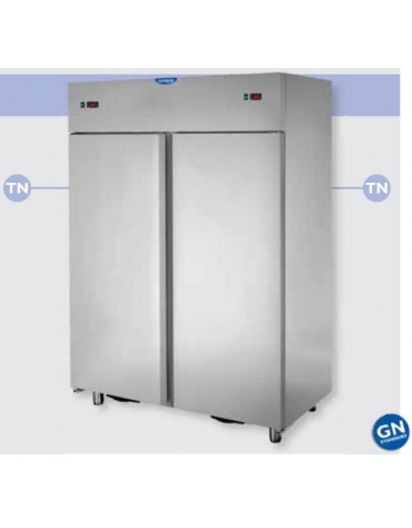 Armadio Combinato Refrigerato GN 2/1 in Acciaio Inox a doppia temperatura (TN + TN) con 2 porte cm 142x80x203h