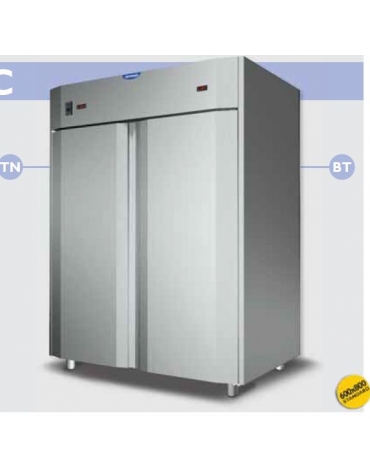 Armadio Combinato Refrig. 600x800 Inox a doppia temp.( TN+BT) 2 prt isolamento 80 mm cm 160x104,5x203h