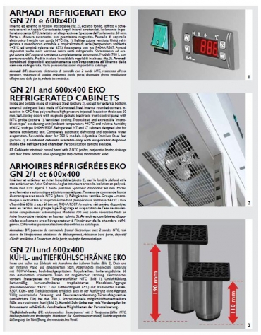 Armadio Refrigerato GN 2/1 monoblocco in Acciaio Inox a temperatura normale con 2 porte cm 142x80x203h