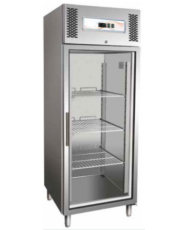Armadio frigorifero inox con due porte in vetro Lt. 1.400  -2 +8°C - cm 148x83x201h