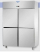 Armadio Refrigerato congelatore Lt 1.400 GN 2/1 in Acciaio Inox a bassa temperatura con 4 sportelli- cm 142x80x203h