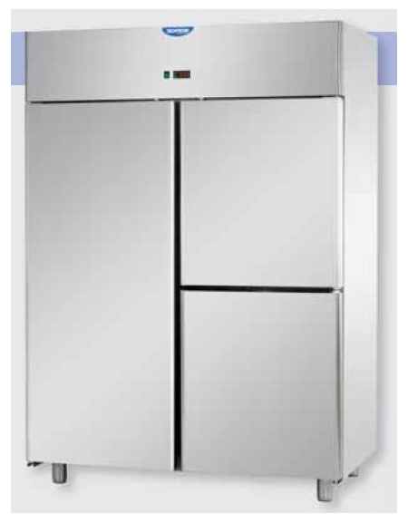 Armadio Refrigerato congelatore Lt 1.400 GN 2/1 in Acciaio Inox a bassa temperatura con 2 porte - cm 142x80x203h