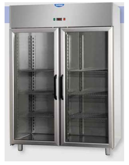 Armadio Refrigerato congelatore Lt 1.400 GN 2/1 in Acciaio Inox a bassa temperatura con 2 porte - cm 142x80x203h