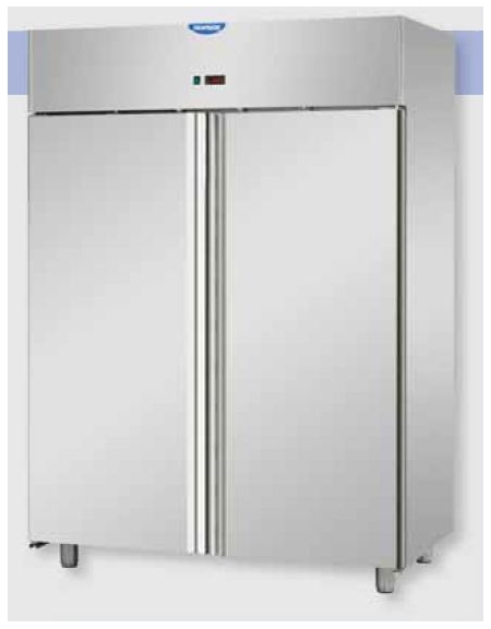 Armadio Refrigerato Lt 1.400 GN 2/1 monoblocco in Acciaio Inox a temperatura normale con 2 porte - cm 142x80x203h