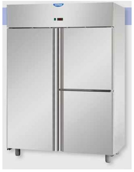 Armadio Refrigerato Lt 1.400 GN 2/1 monoblocco in Acciaio Inox a temperatura normale con 2 porte - cm 142x80x203h