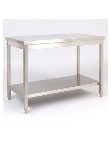 Tavolo in acciaio inox con ripiano Dimensioni cm.300x60x85/90h - Con  ripiano di fondo - Piano di lavoro senza alzatina - Profond