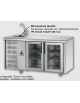 Tavolo Refriferato 2 porte in vetro , illuminazione interna, lavello e motore a sinistra cm142x70x115h