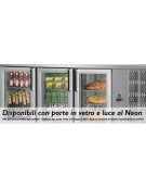 Tavolo Refrigerato GN 1/1 con 2 porte in vetro, una luce Neon, senza piano di lavoro, predisposto per unità frigorifera remota c