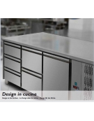 Tav. Refrigerato GN 1/1 con 2 porte e piano di lavoro in Granito, predisposto per unità frigorifera remota a destra cm 121x70x85