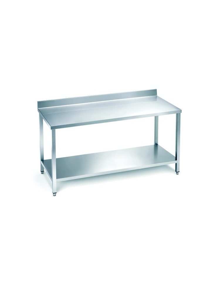 Ristorazione Pizzeria Tavolo acciaio inox con ripiano con alzatina 120x70x85H