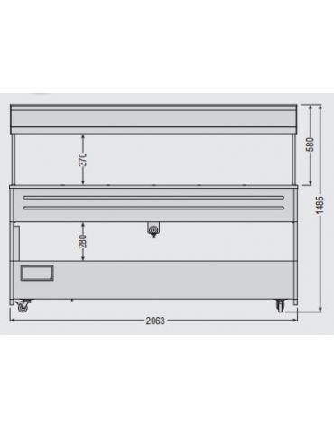 Carrello espositore buffets caldo a bagnomaria cm. 206x79x149h