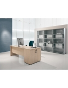 Scrivania ufficio operativa con fianchi in legno - Vari colori disponibili -cm 80x80x74h