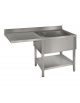 Lavello inox 1 vasca + gocciolatoio a sbalzo destro o sinistro per lavastoviglie sottobanco -  cm 120x60x85/90h