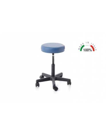 SGABELLO GIREVOLE CON BASE IN ALLUMINIO E SEDILE IN ACCIAIO - PISTONE A GAS 140MM