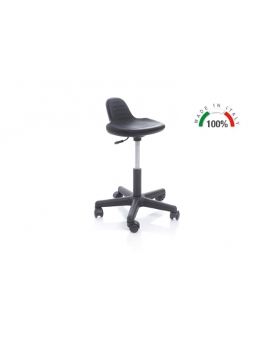 SGABELLO GIREVOLE CON BASE IN ALLUMINIO E SEDILE IN ACCIAIO - PISTONE A GAS 140MM