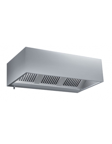 Cappa aspirazione inox cubica professionale a muro cm.220x110x40