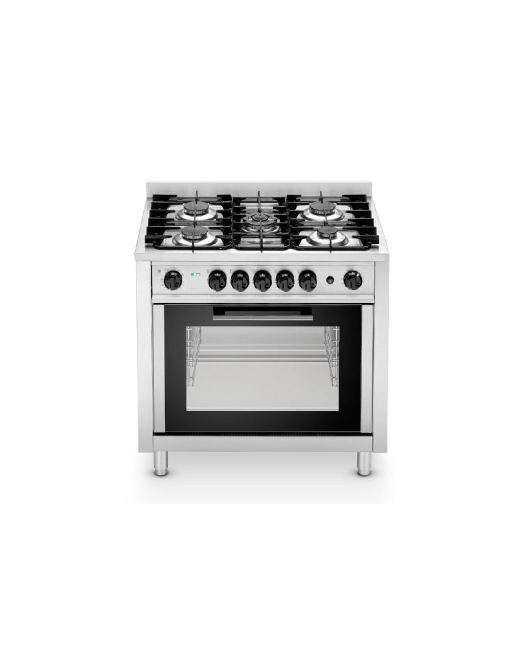Cucina a gas 5 fuochi su forno elettrico ventilato a convezione monofase -  cm 90x65,5x90h - dinaforniture.it