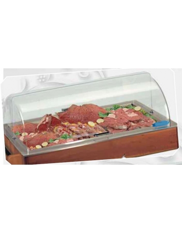 Carrettino espositore refrigerato per pesce o carne freschi Dim .L 117,3 x P 64 x h 111