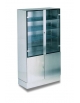 ARMADIO INOX PER SALA OPERATORIA CON 2 ANTE CHIUSE E 2 ANTE A VETRO - ZOCCOLO AMOVIBILE - CM 100X48X190H