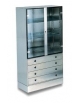 ARMADIO INOX PER SALA OPERATORIA CON ANTE A VETRO SUPERIORI E 4 CASSETTI INFERIORI - CM 100X48X190H