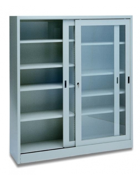 ARMADIO METALLICO AD ANTE SCORREVOLI IN VETRO - CM. 120X45X200H -  Arredamento ospedaliero/ambulatorio/sanitario - Armadi per Osp