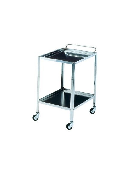 CARRELLO 2 RIPIANI IN ACCIAIO INOX PER MEDICAZIONE CM. 60X40 