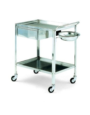 CARRELLO IN ACCIAIO INOX CON CASSETTO