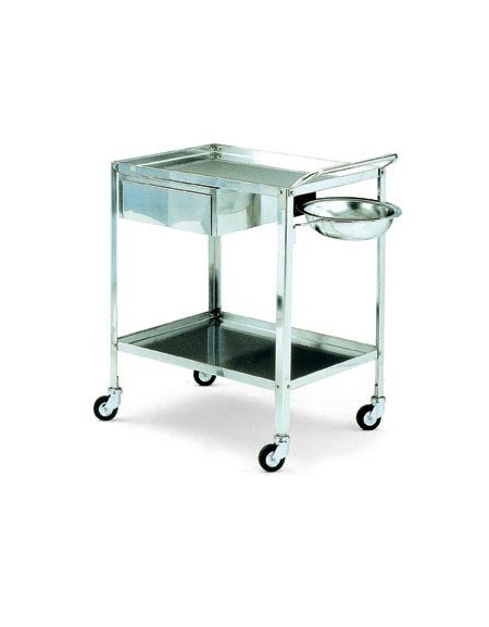 CARRELLO IN ACCIAIO INOX CON CASSETTO - Arredamento  ospedaliero/ambulatorio/sanitario - Carrelli per Ospedali - Medicali - Ambul