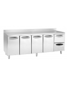 Tavolo refrigerato 4 sportelli con alzatina cm 249x60x85h