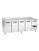 Tavolo frigorifero refrigerato 4 sportelli con alzatina cm 219x70x85h