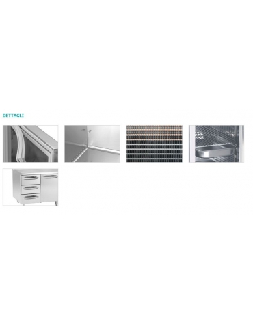 Tavolo refrigerato 4 sportelli cm 219x70x85h