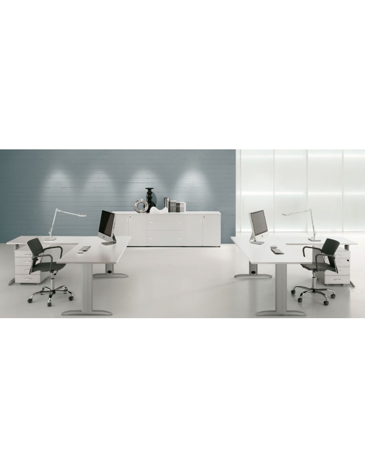 Scrivania 160x80 gamba ponte TW bianco - Cartolandia BG