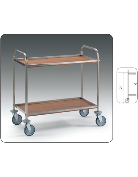 Carrello inox con N° 2 Piani in nobilitato-cm 101x52x95h