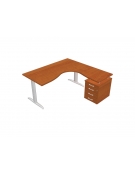 Scrivania Workstation a L per ufficio con gambe a T e cassettiera da cm. 160/160x80/60x72h