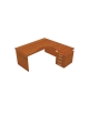 Scrivania Workstation a L con cassettiera per ufficio - cm. 160/160x80/60x72h