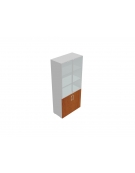 Contenitore alto con ante legno inferiori e ante vetro trasparenti superiori con serratura - cm 90x45x194,7h
