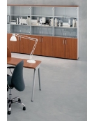 Contenitore alto con ante legno inferiore e ante vetro superiori con serratura- Colore a scelta - cm 90x45x194,7h