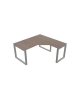 Scrivania Workstation a L con gamba chiusa ad anello e piano Larice-Samui-Bianco-Noce-Tortora-Grigio–Olmo-cm 140/140x60/60x73h