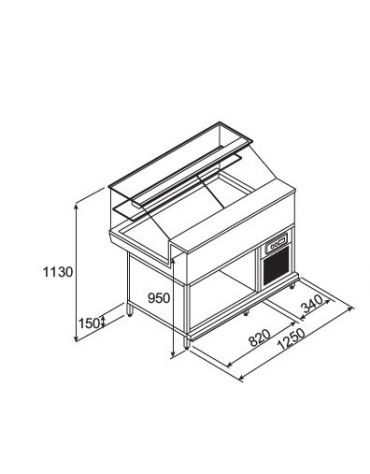 Vetrina refrigerata fredda da cm. 125