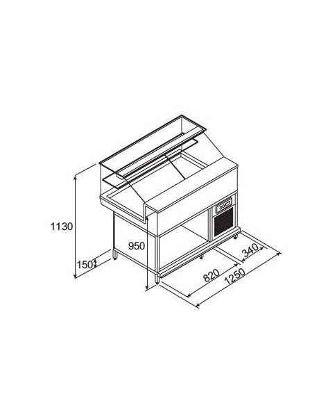 Vetrina refrigerata fredda da cm. 125