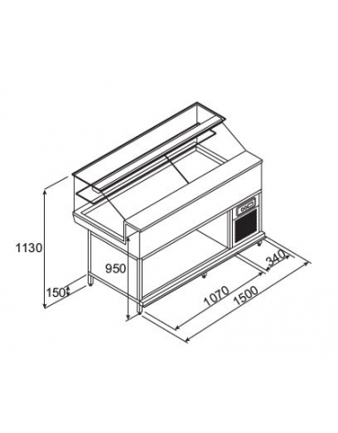 Vetrina refrigerata fredda da cm. 150