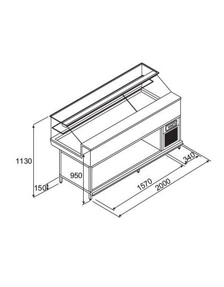 Vetrina refrigerata fredda da cm. 200